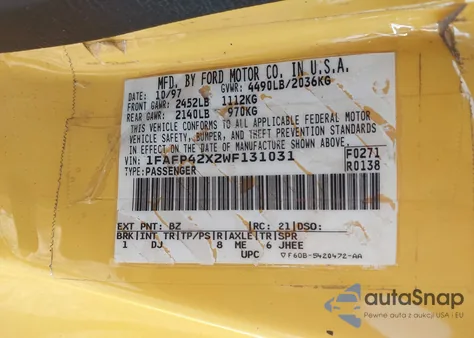 1998 Ford Mustang Gt из США, поврежденный, VIN 1FAFP42X2WF131031